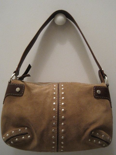 Michael Kors Brn Suede Studded Handbag