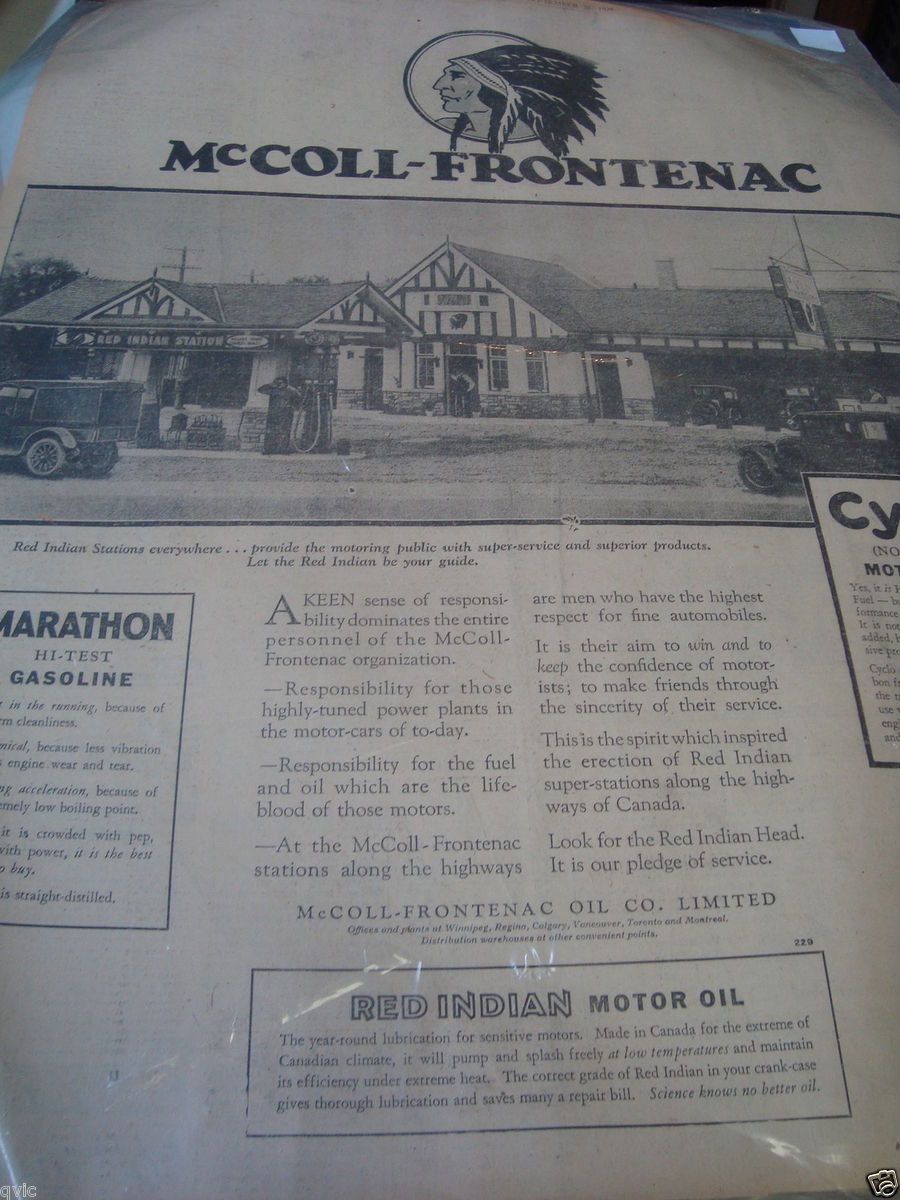 McColl Frontenac 16x24 Full Page Ad from The Globe NWSPR 1928 Red