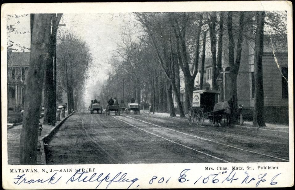 Horse Drawn Grocery Wagon on Main Street Matawan NJ 1908