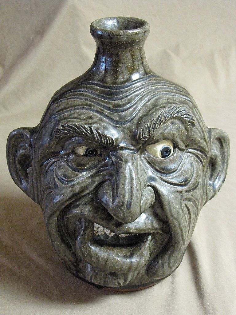 Melvin s Crocker Face Jug Southern Folk Pottery Rock Teeth