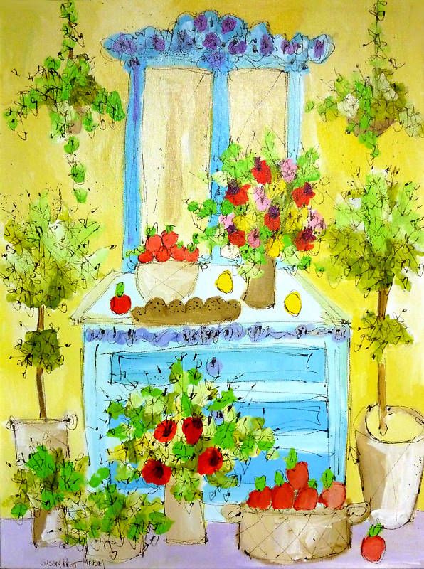 Original Painting Signed Susan Pear Meisel  Garden