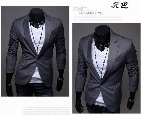 New Mens Dress Suit Top Blazer Jackets for Wedding 1 Button M XXL X06