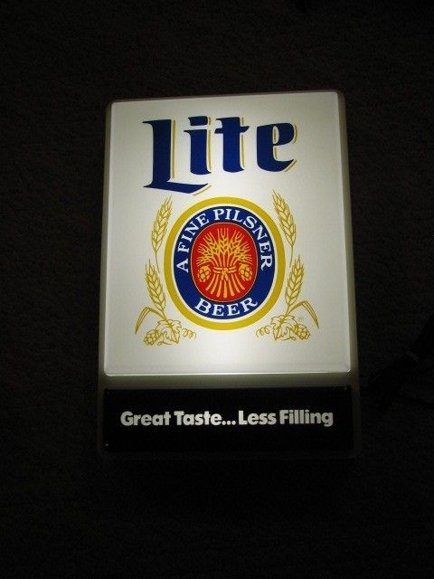 VTG 1985 MILLER LIGHTED SIGN LITE A FINE PILSNER BEER GREAT TASTE LESS