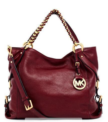 NWT MICHAEL Michael Kors Tristan Large Bordeaux leather Chain Shoulder