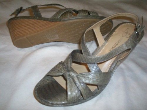 Makowsky Mihai Leather Wedge Heel Sandals 7 5 M Medium Snake Str