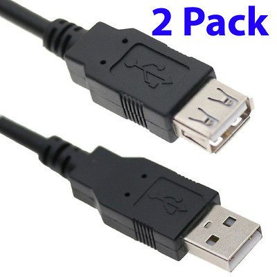 10ft USB 2.0 A Male to A Female Extension Cable (Lot of 2 Cables)