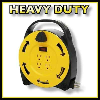 Electric Extension Cord Reel 20 ft Outdoor 4 Outlets Heavy Duty