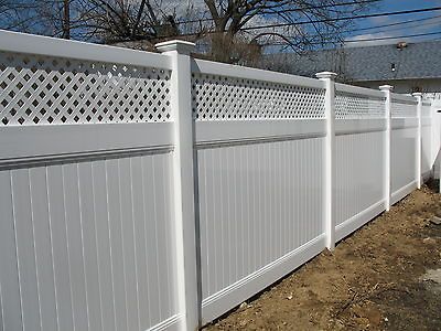 WHITE PVC VINYL 16FT Lattice Top PRIVACY FENCE 6X8 complete w