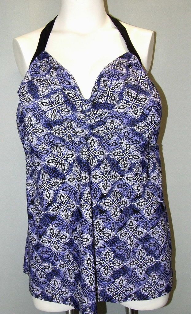 Plus Size 32W 4X Tankini Top H Back Fit 4U Large Bust TOP ONLY