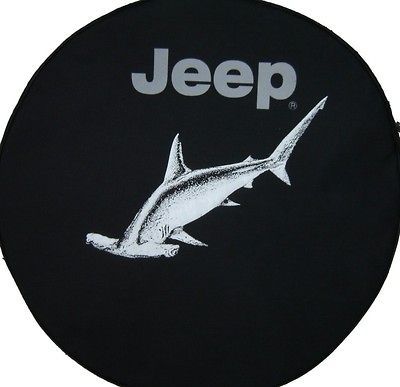 SpareCover® Brawny Series   Jeep 32 Hammerhead Shark on Black Denim