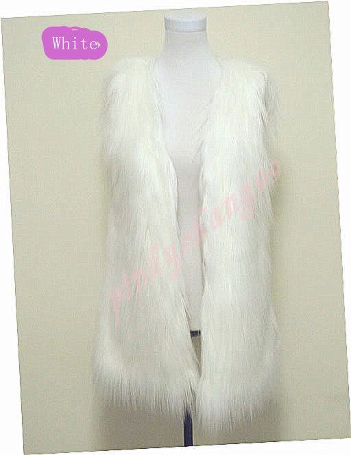 colors New Long Hair Trend Faux Fur Waistcoat Vest /////S XXXL