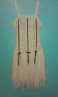 CREAM White LACE Dress with Black stripes womens size L