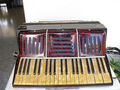 VINTAGE PIANO ACCORDION KLINGENTHALER, YELLOW KEYS, 120 BASS, STRAPS