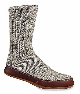 Acorn Wool & Leather Slipper Socks   Grey Twist 10118ACK Grey Tweed