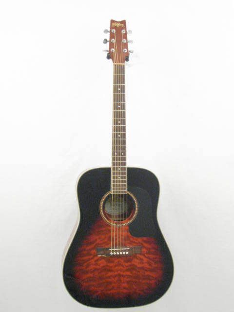 WASHBURN MODEL D10SQB QUILT SUNBURST ACOUSTIC GUITAR   AS IS   BRIDGE