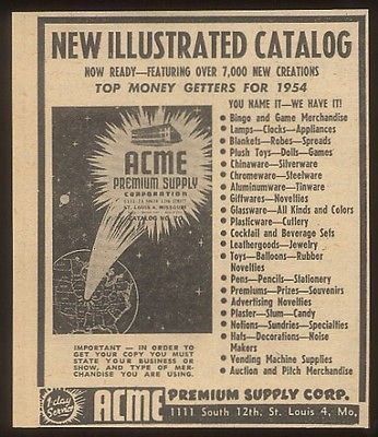 1954 Acme Premium Supply company vintage trade print ad