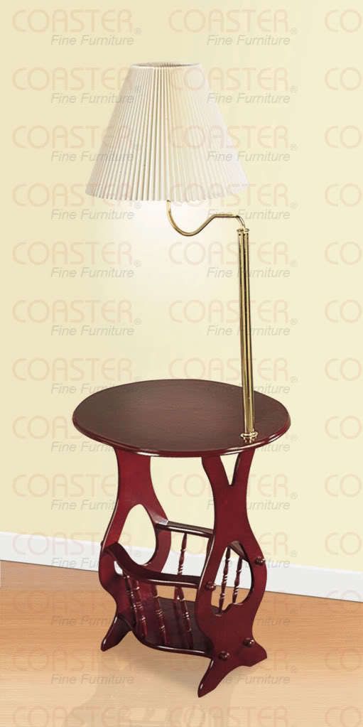 Cherry Finish Accent Table wih Magazine Rack & Lamp by Coaster 3337