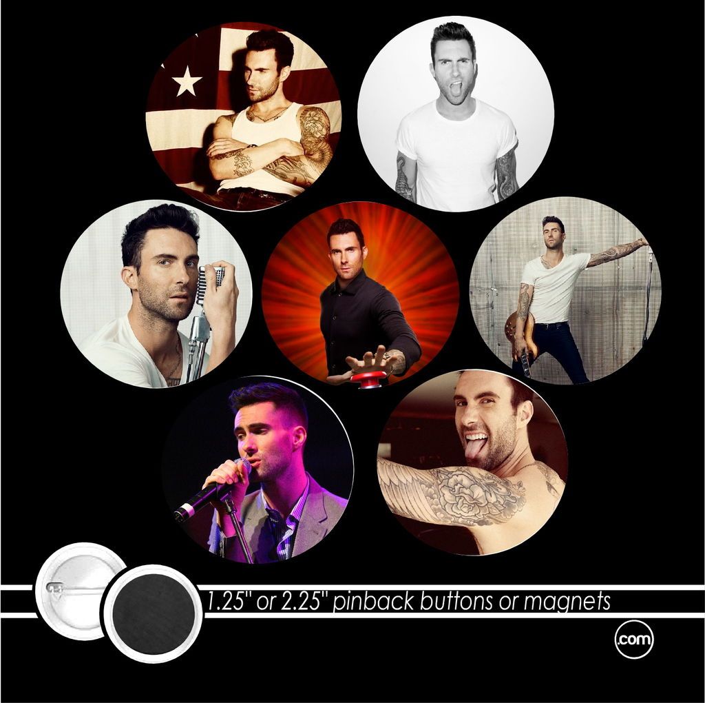 Adam Levine SET of 7 PINBACK BUTTONS or MAGNETS maroon 5 pins 2.25 1