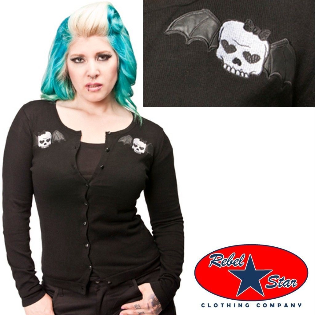 Skull Bat Cardigan Retro Rockabilly Punk Tattoo Pin Up Derby Gothic