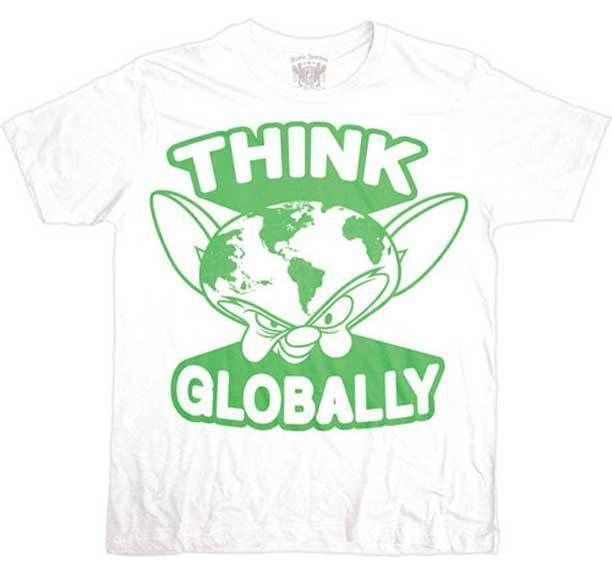 Tee ANIMANIACS NEW Think Globally (Men/Adult) White Licensed anas1021