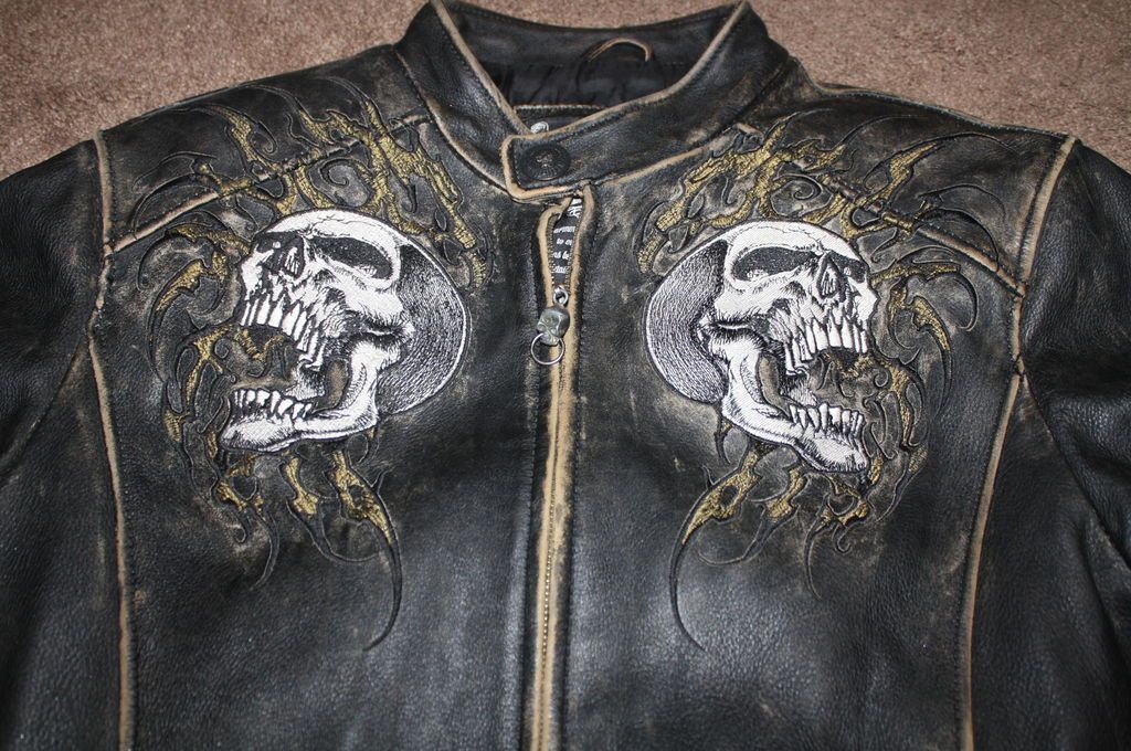 AFFLICTION SHREDDED JACKET L SKULLS HOT RARE ITEM Only one on 