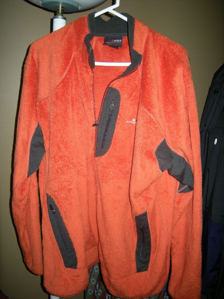 MENS AIGLE ACTIMUM HI LOFT FLEECE JACKET XXL NWOT ORANGE