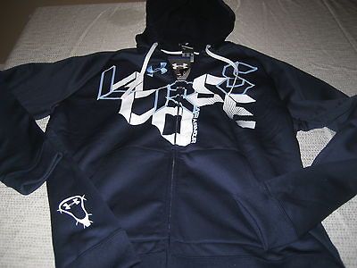 UNDER ARMOUR COLDGEAR FULL ZIP LACROSSE HOODIE NAVY SIZE L LARGE NWT