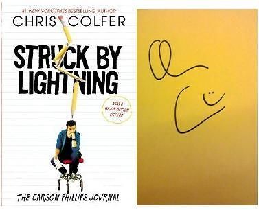 CHRIS COLFER SIGNED BOOK STRUCK BY LIGHTNING FROM SIGNING W/COA GLEE