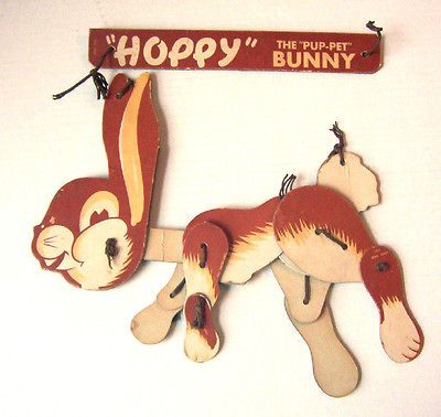 Vintage CARDBOARD HOPPY The PUP PET Marionette PUPPET 1943 Easter