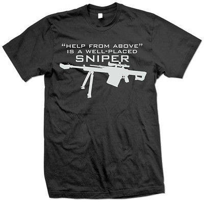 Help From Above sniper ak47 m16 gun barret rifle 50 caliber tee shirt