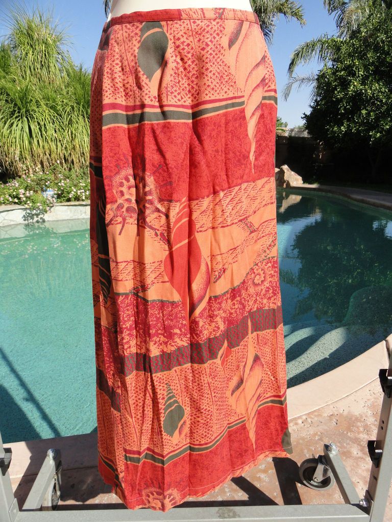 Misses NEW Tommy Bahama 100% silk maxi long skirt 2 colors seashells