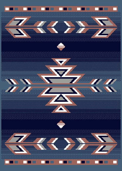 SOUTHWESTERN ARROWS ORIENTAL BLUE RUSTIC LODGE AREA RUG PERSIAN INDIAN