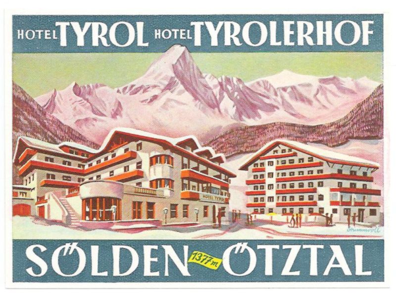 LUGGAGE LABEL AUSTRIA SOLDEN OTZTAL HOTEL TYROL