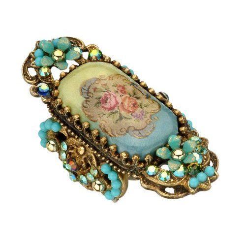 Michal Negrin Ring & Earrings Cameo Turquoise Gift Israel Hanukkah