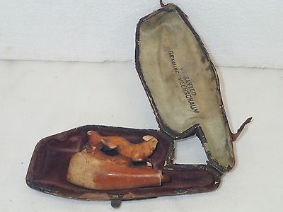 ANTIQUE MEERSCHAUM DOG FOX PIPE CASE