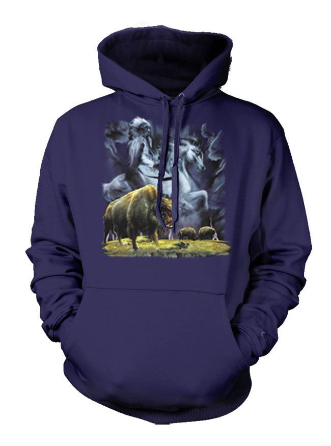 Indian Warrior On Horse Buffalo Native American Hoodie