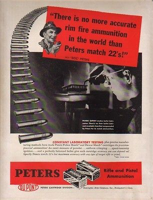 1946 PETERS AMMO AD MATCH 22 SHELL BOX