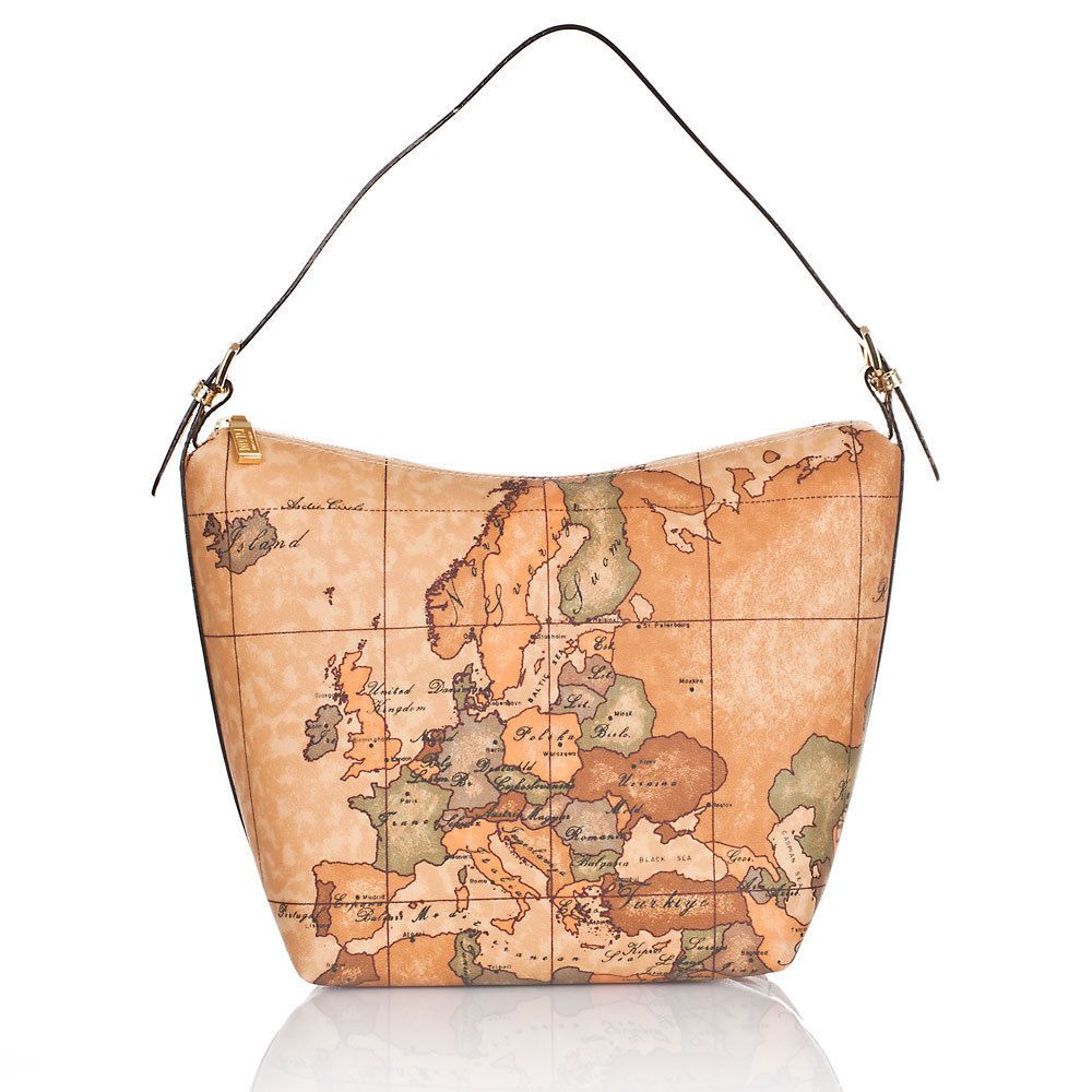 ALVIERO MARTINI 1^ CLASSE GOLD WOMAN SHOULDER BAG MAP PRINT LMN683