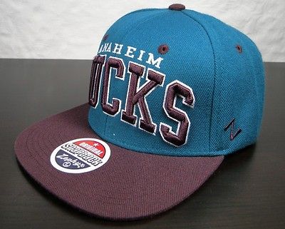 129) NEW ZEPHYR ANAHEIM DUCKS SNAPBACK SKATEBOARD TEAL/PURPLE HAT