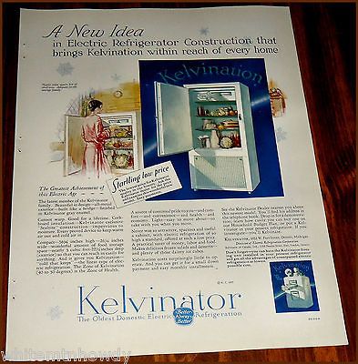 1927 KELVINATOR Antique Electric REFRIGERATOR Kitchen AD