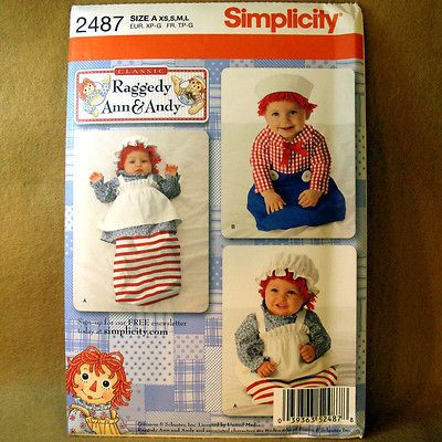 2487 Raggedy Ann & Andy Costume Sewing Pattern Toddler Child Sz XS L