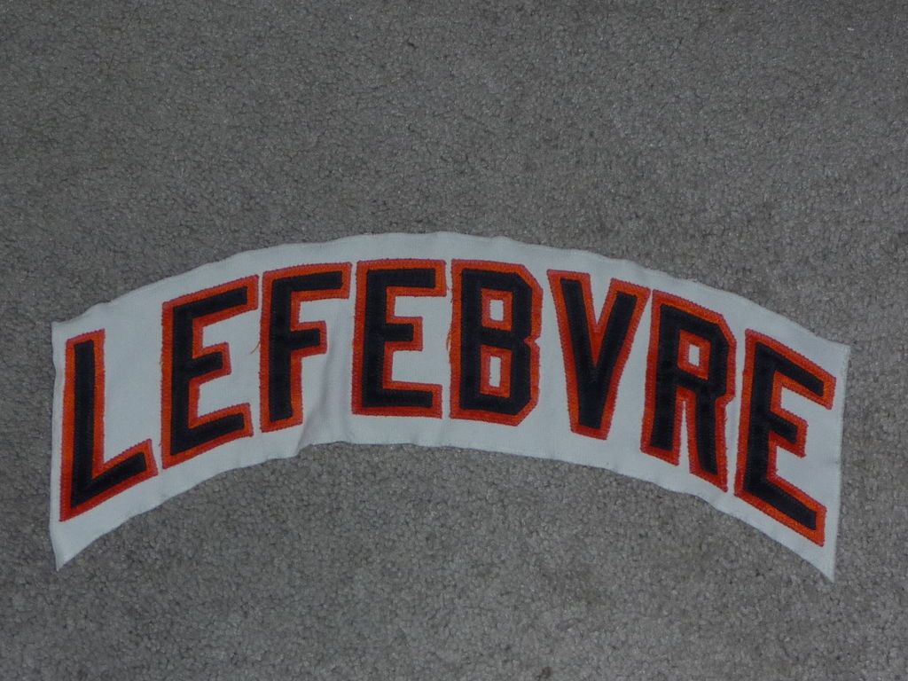 1982 83 JIM LEFEBVRE S.F. GIANTS GAME WORN USED NAME PLATE OFF JERSEY.