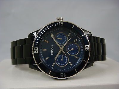 BLUE DIAL BLACK CASE & BRACELET DAY & DATE LADIES WATCH ES2828 NEW