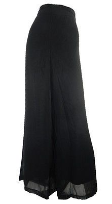 ZUPPE BLACK CHIFFON WIDE PALAZZO TROUSERS LINED ELASTICATED WAIST