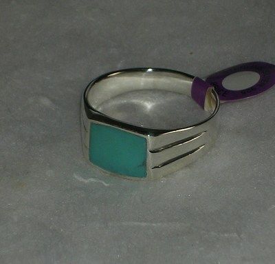 Newly listed Sterling Silver Grooved Band Genuine TURQUOISE Ring Size