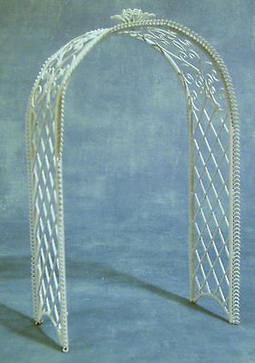 White Painted Metal Garden Arbour Dolls House Miniature Accessory