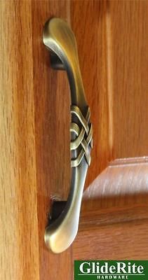 ANTIQUE VINTAGE BRASS FURNITURE CABINET DRAWER DROP PULL KNOB HANDLE