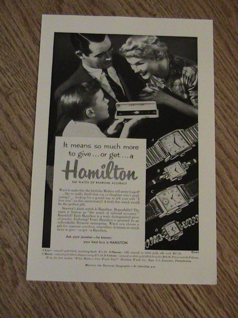 1953 advertisement HAMILTON WATCH jewelry railroad accuracy dependable