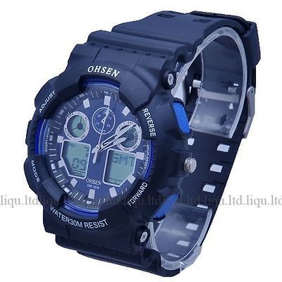 Blue Black Army men Analog date fashion new Quartz Waterproof Sport