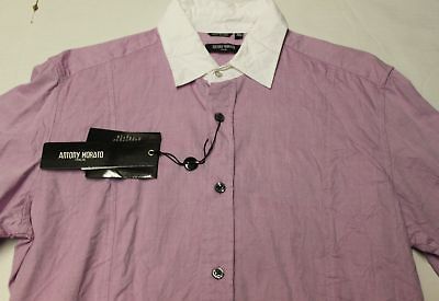 ANTONY MORATO ITALY Mens PURPLE LILAC WHITE COLLAR DRESS Shirt NWT 15